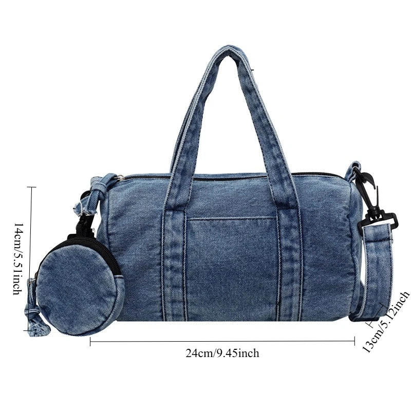 Denim Vintage Messenger Bag for Women Jeans Tote Handbag Fashion Crossbody Shoulder Bag Large Capacity Causal Ladies Satchel Bag