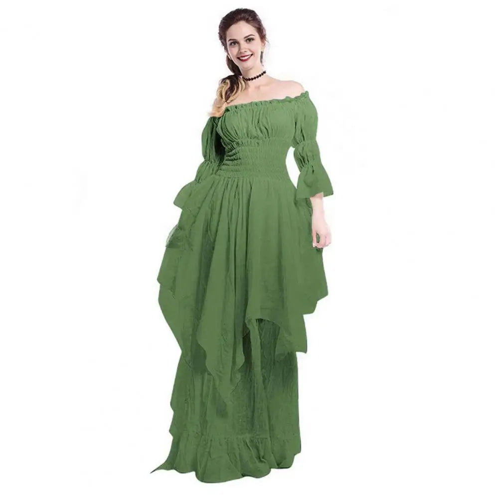 Maxi Dress For Women Medieval Retro Gothic Gown Dress Long Sleeve Cosplay Evening Party Prom Gothic Dress plus Size Sexy