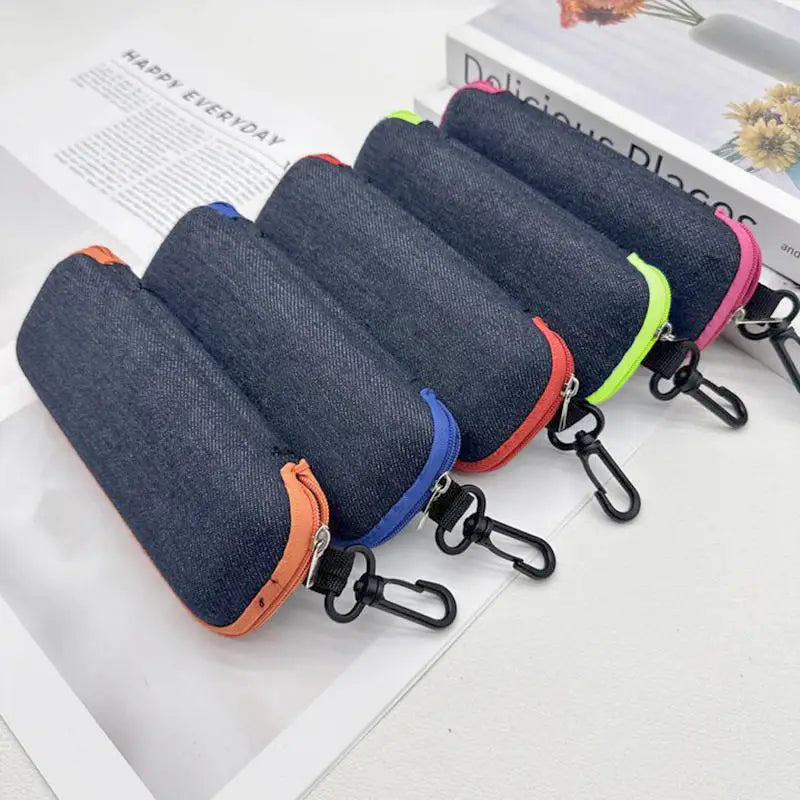 Fashion Denim Fabric Glasses Box Zipper Sunglasses Protection Container Eyeglasses Case Reading Glasses Organizer Carry Bag