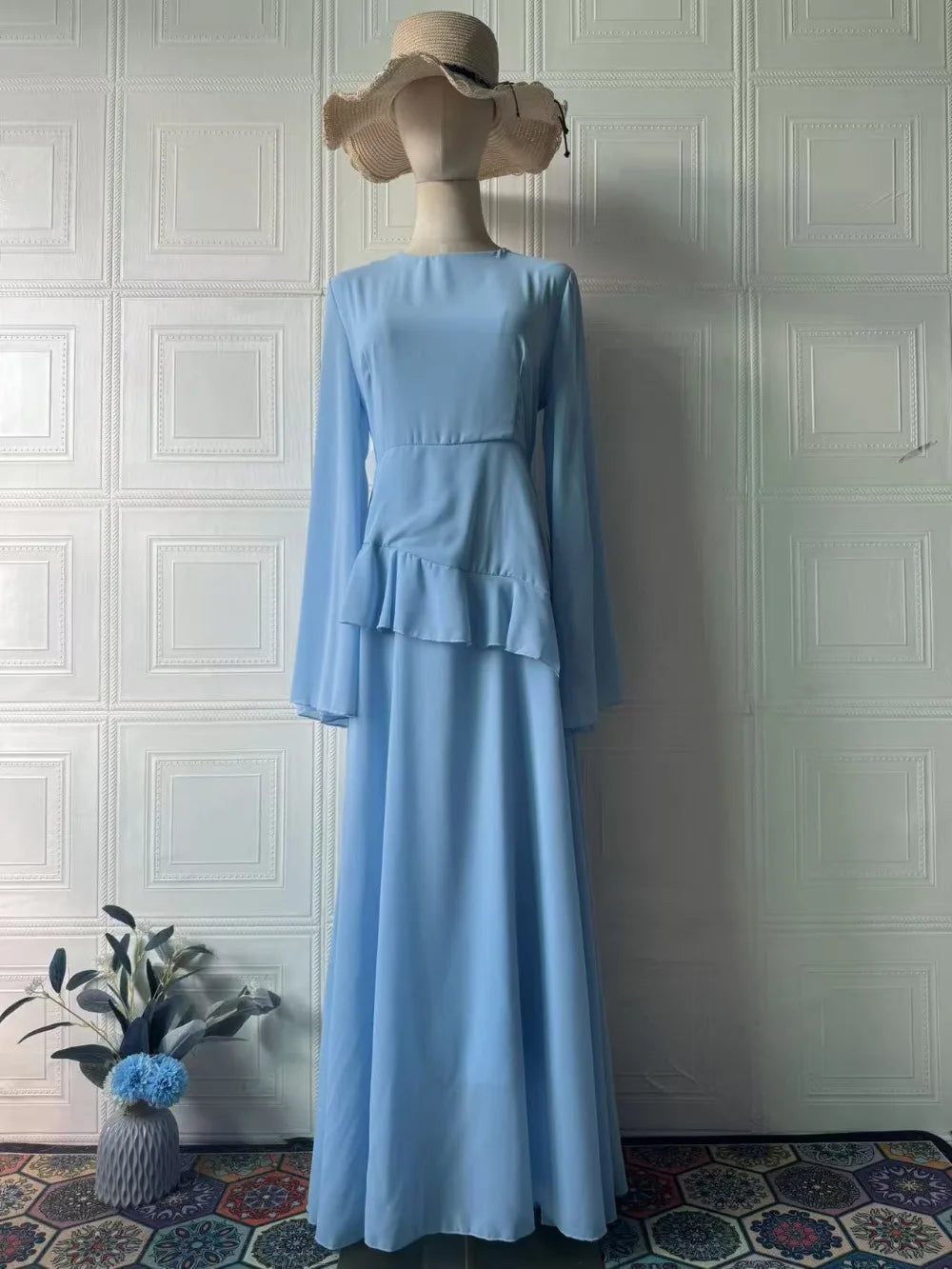 Maxi Dress Women Party Slim Fit Vestidos Round Collar Full Sleeve Tight Waist Elegant 2024 Autumn Female Elegant Long Dresses