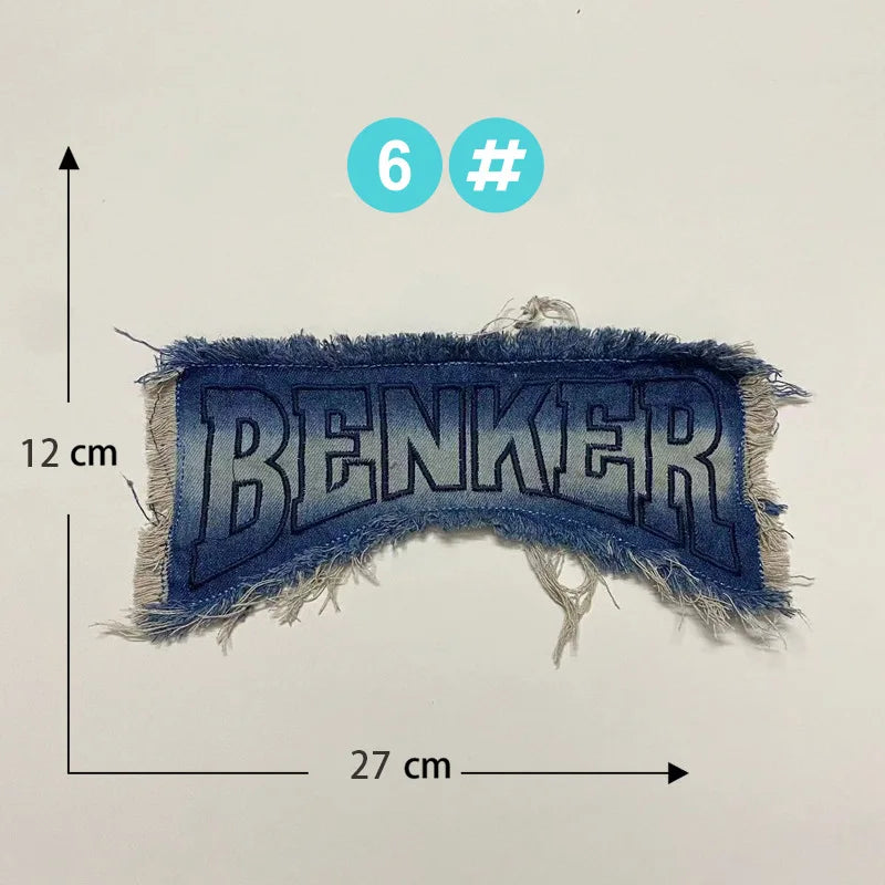 Punk Retro Denim Letter Patch Cool Embroidery Clothing Accessories Sewing Embroidered Patches Backpack Patches for Clothes Anime