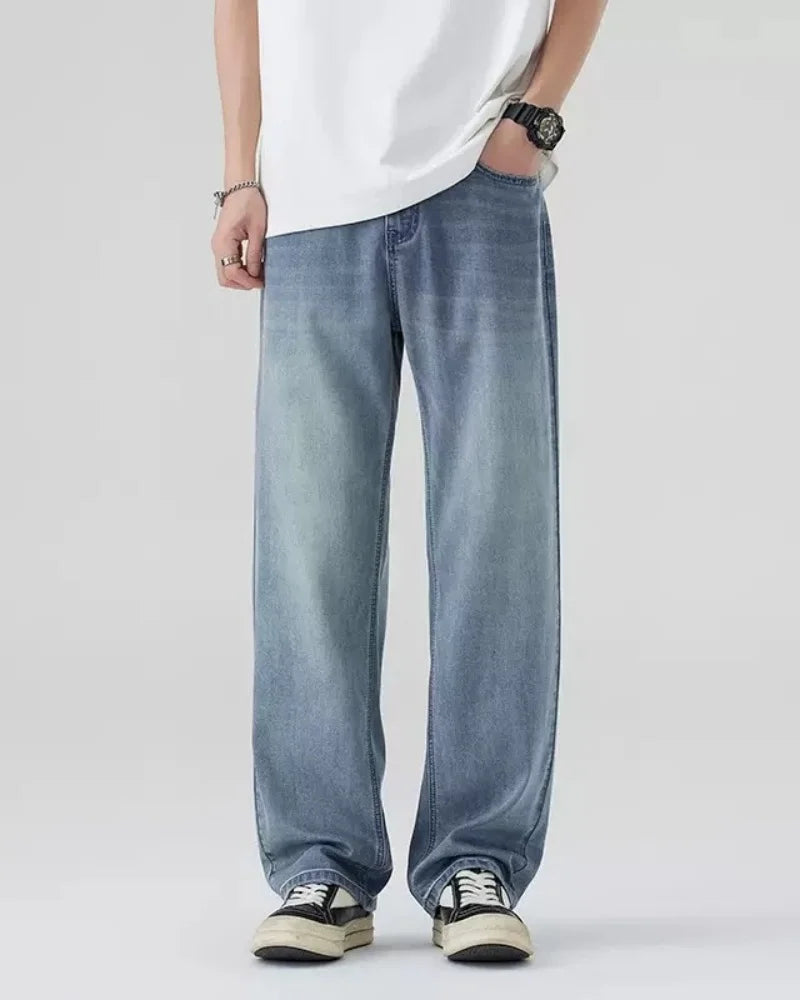 Men's Denim Pants Vintage Washing Wide Leg Loose Jeans Casual Straight American Style Street Men Trousers Four Seasons New 2026
