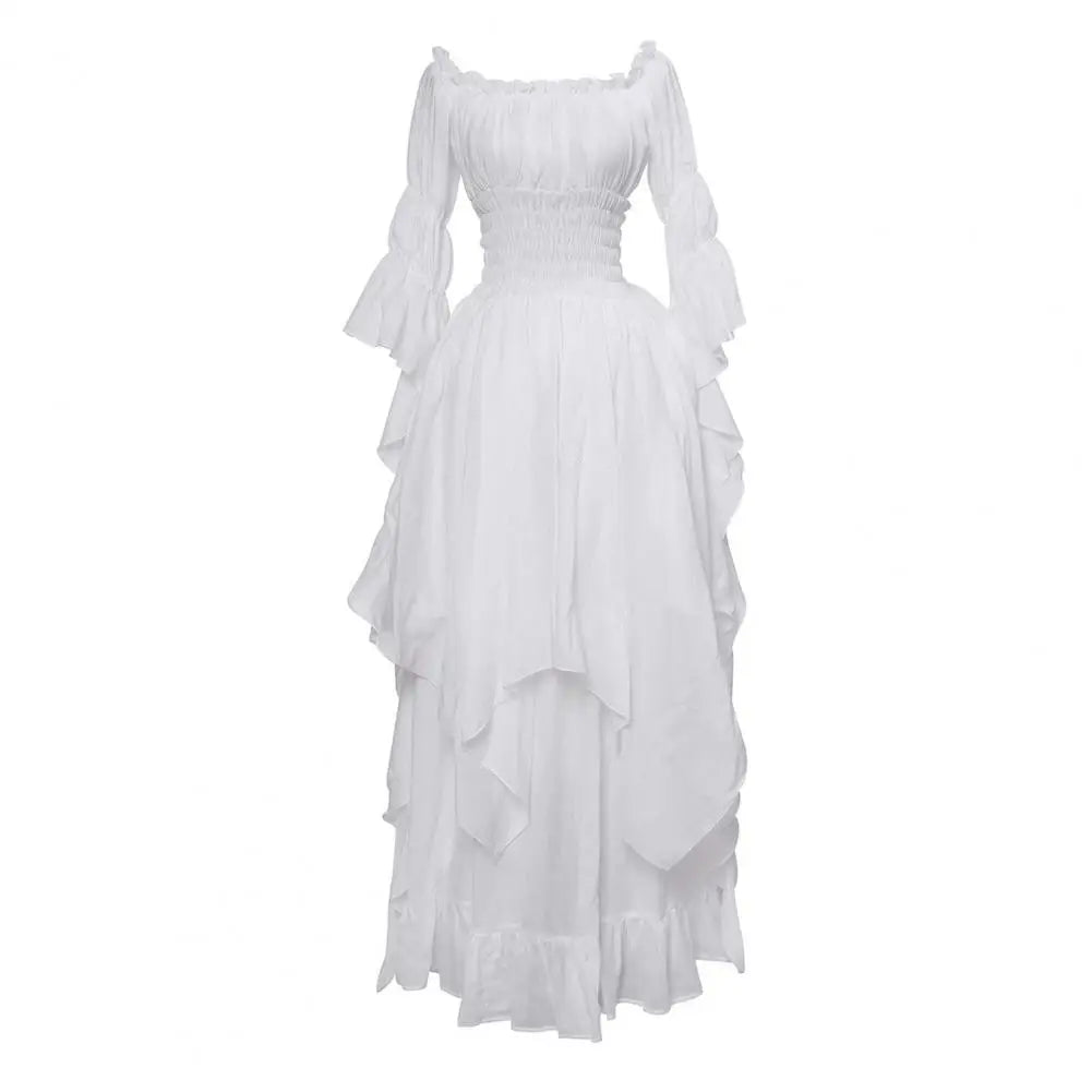 Maxi Dress For Women Medieval Retro Gothic Gown Dress Long Sleeve Cosplay Evening Party Prom Gothic Dress plus Size Sexy