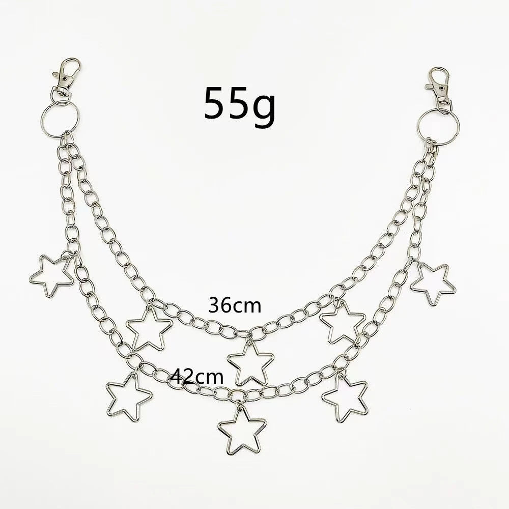 Punk Metal Crescent Geometric Bag Chain Hip Hop Hipster Cool Hundred Pair Pants Chain For Men and Women Rock and roll Accessorie