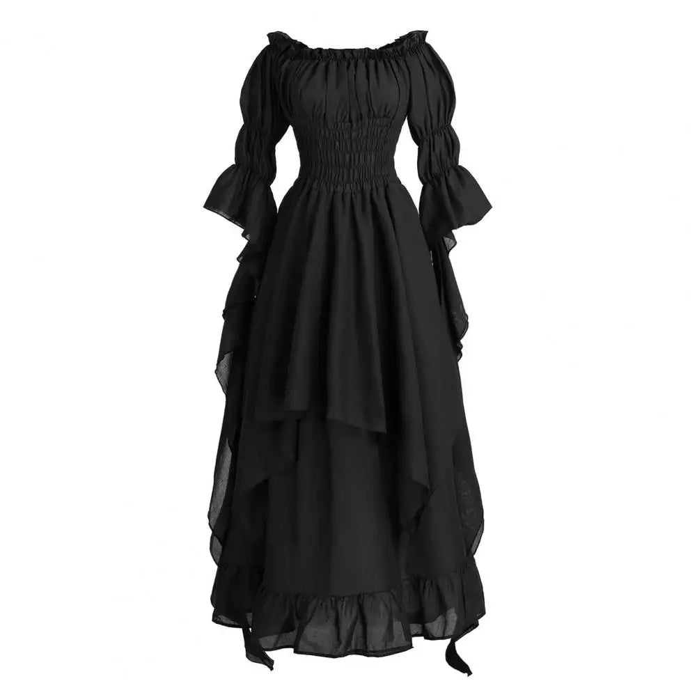 Maxi Dress For Women Medieval Retro Gothic Gown Dress Long Sleeve Cosplay Evening Party Prom Gothic Dress plus Size Sexy