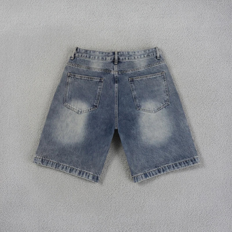 Fashionable High Street Summer Men's Women's Colorful Embroidery Printed High-quality Vale Denim Shorts