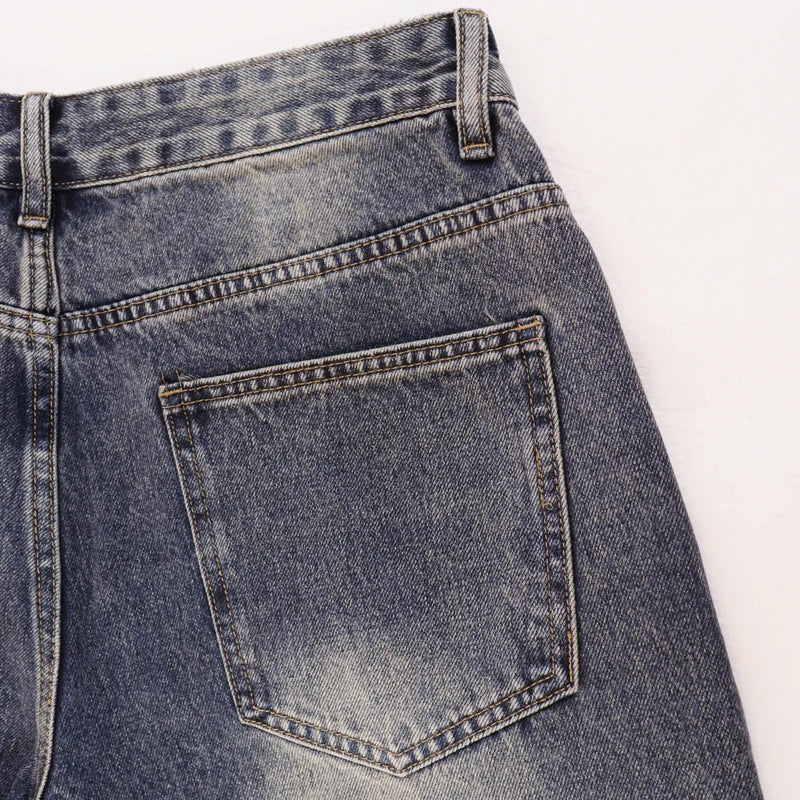 Fashionable High Street Summer Men's Women's Colorful Embroidery Printed High-quality Vale Denim Shorts
