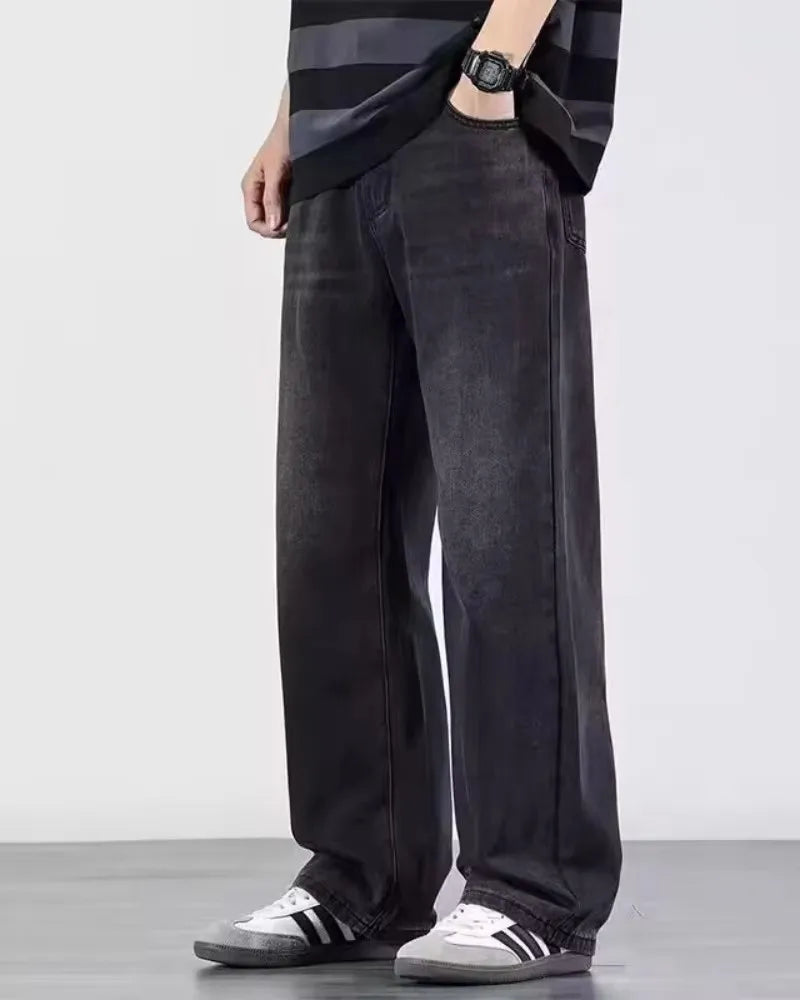 Men's Denim Pants Vintage Washing Wide Leg Loose Jeans Casual Straight American Style Street Men Trousers Four Seasons New 2026