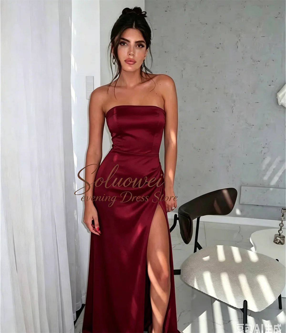 Elegant Women Pleat Evening Dresses Simple Black Mermaid Party Dress Sexy Off Shoulder High Slit Customized Vestidos De Fiesta