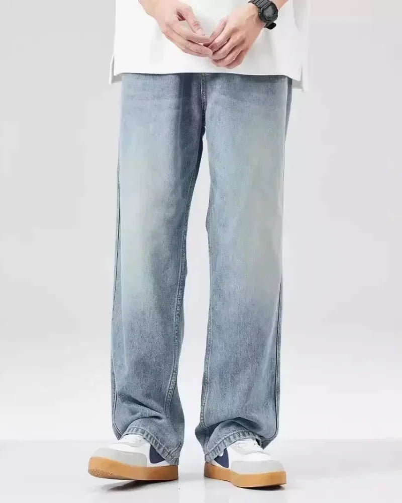 Men's Denim Pants Vintage Washing Wide Leg Loose Jeans Casual Straight American Style Street Men Trousers Four Seasons New 2026