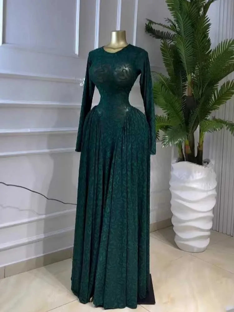 Maxi Dress Woman Long Sleeve Spring High Waist Slimming Dress with Lingerie Thin Strap Dress Sexy Evening Dresses Woman Elegant