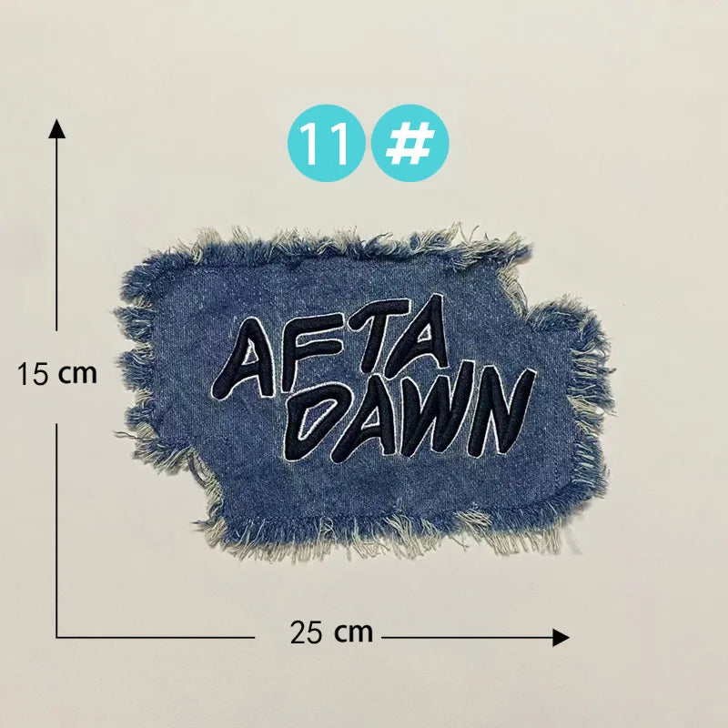 Punk Retro Denim Letter Patch Cool Embroidery Clothing Accessories Sewing Embroidered Patches Backpack Patches for Clothes Anime