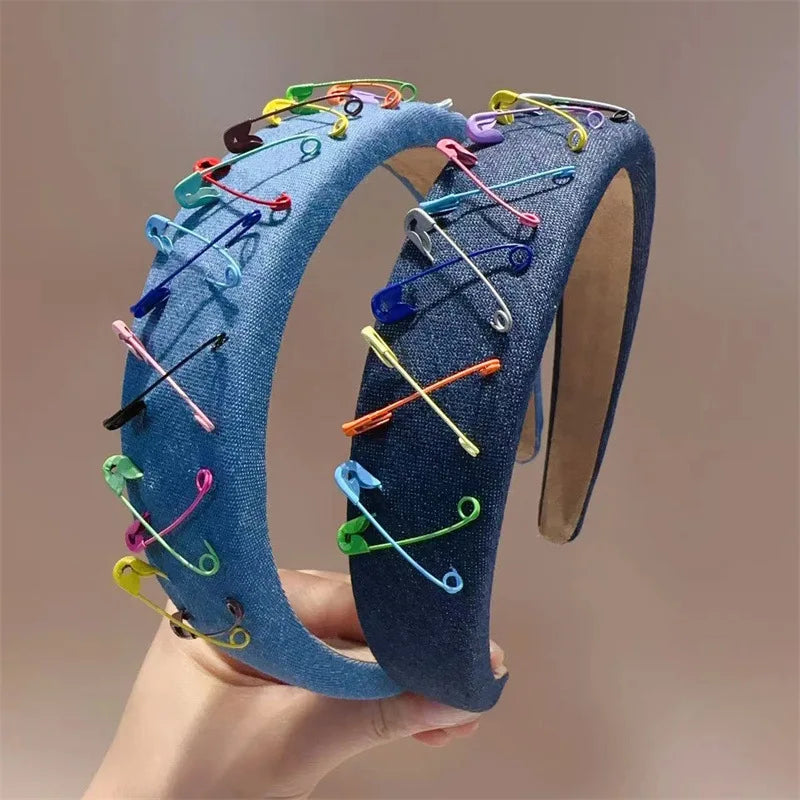 Colorful Denim Cloth Headband Headwearing Wholesale Korea Popular Superstar Simple Unique Colored Pins Cowboy Hair Accessories