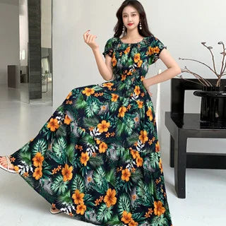 Long Maxi Dress Women Clothing Spring Summer Bohemian Holiday Beach Korean Style Floral Vintage Slim Vestidos Robe Dresses Boho