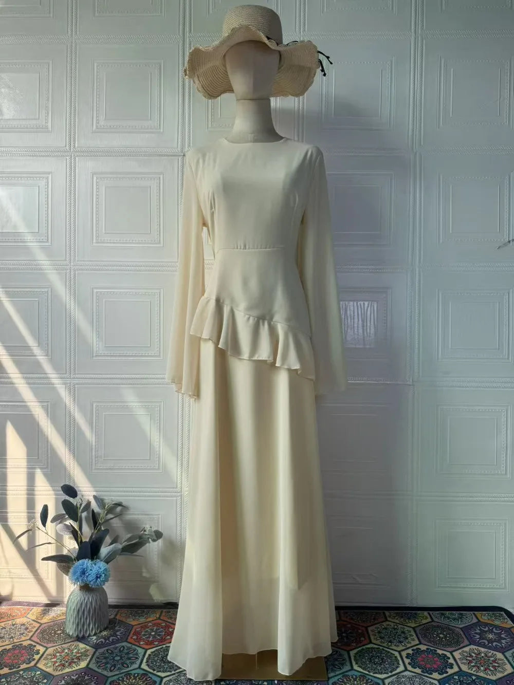 Maxi Dress Women Party Slim Fit Vestidos Round Collar Full Sleeve Tight Waist Elegant 2024 Autumn Female Elegant Long Dresses