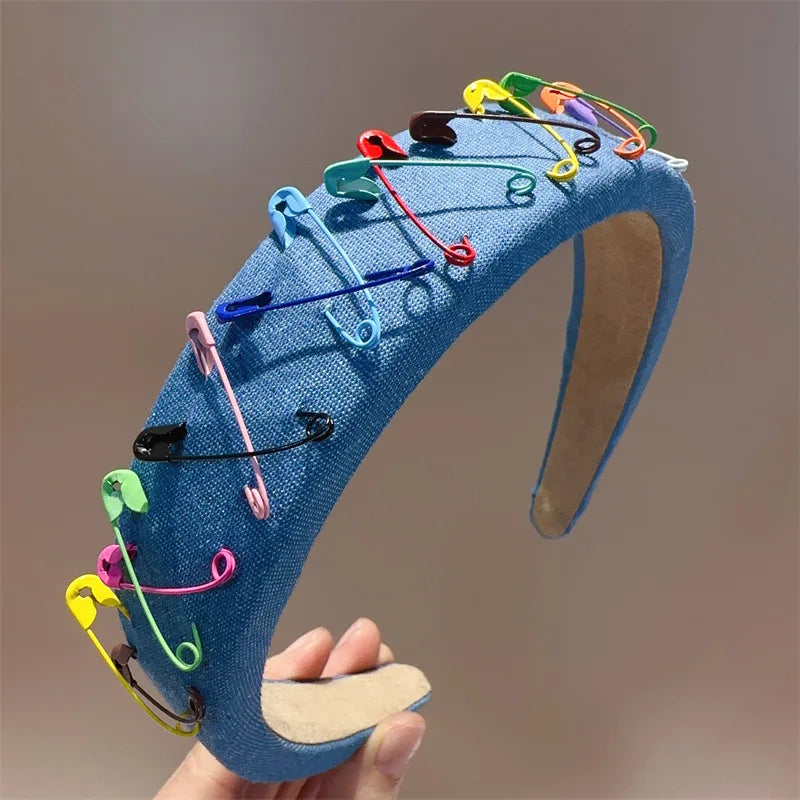 Colorful Denim Cloth Headband Headwearing Wholesale Korea Popular Superstar Simple Unique Colored Pins Cowboy Hair Accessories