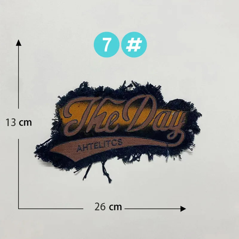Punk Retro Denim Letter Patch Cool Embroidery Clothing Accessories Sewing Embroidered Patches Backpack Patches for Clothes Anime