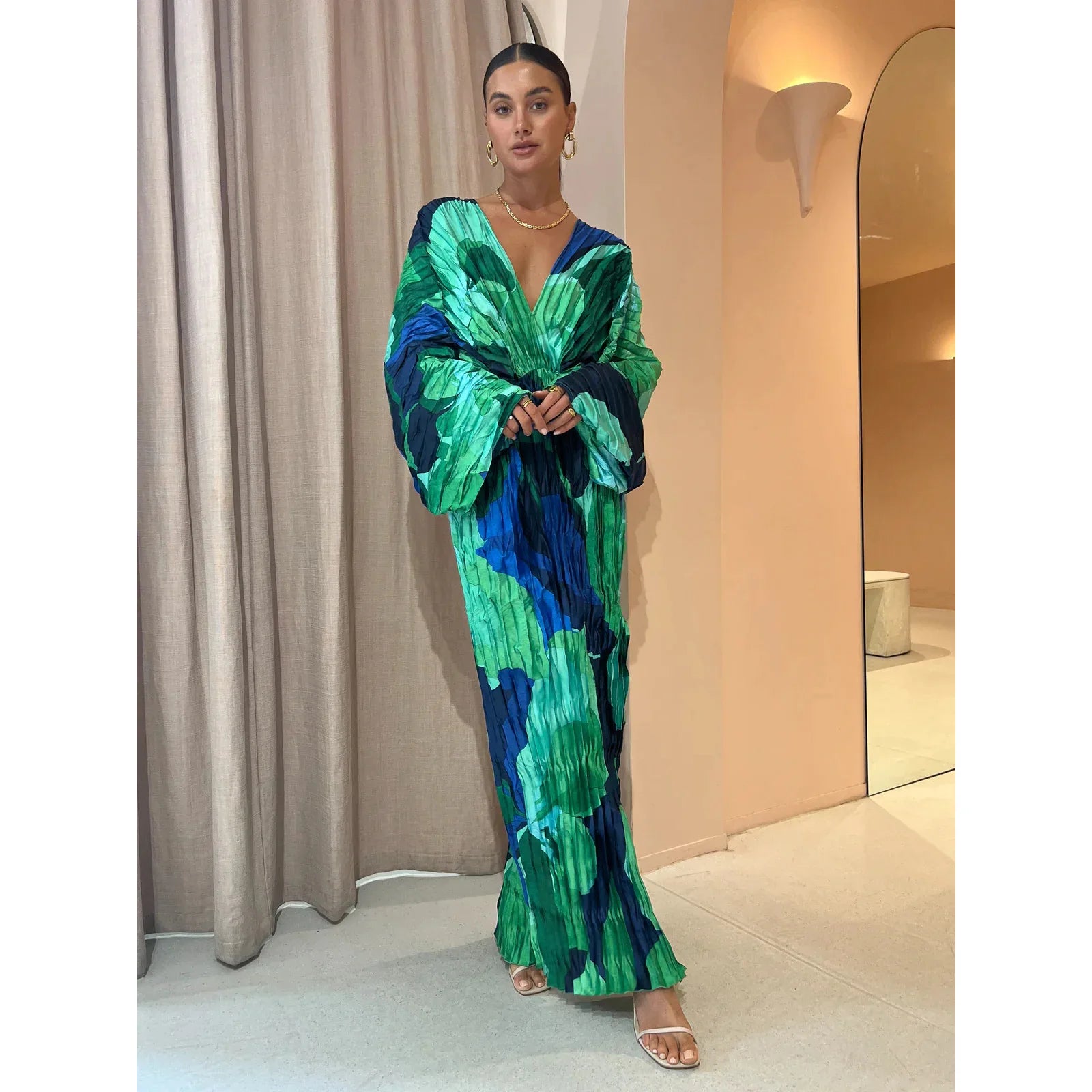 Sexy Dress Beach Dress New Pressed Pleated Dress for Casual Vacation Dress for Women A-LINE Long Dress