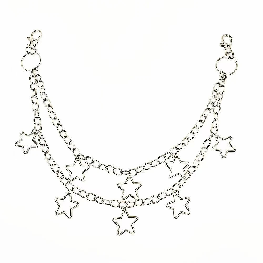Punk Metal Crescent Geometric Bag Chain Hip Hop Hipster Cool Hundred Pair Pants Chain For Men and Women Rock and roll Accessorie