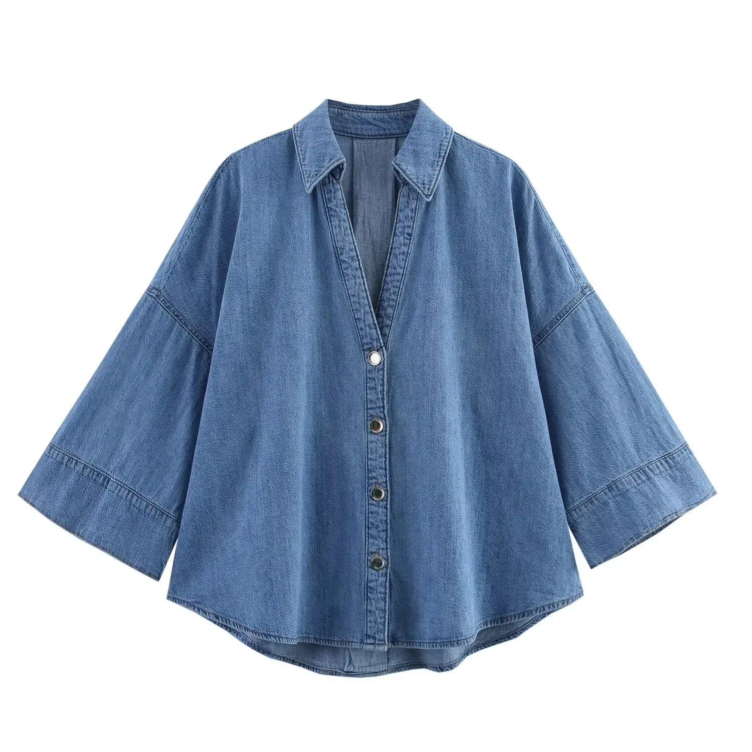 Denim Pants Outfit For Women 2 Pieces Spring Autumn Fashion Wide Sleeved Casual Shirt Women Suit Casual Two Piece Set Women