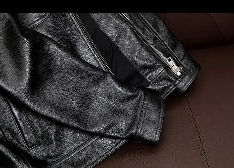 Europe and America Fashion Men Solid Color Simple Basic Casual Trendy Turn-down Collar Long Sleeve Faux Leather Coats Male Tops