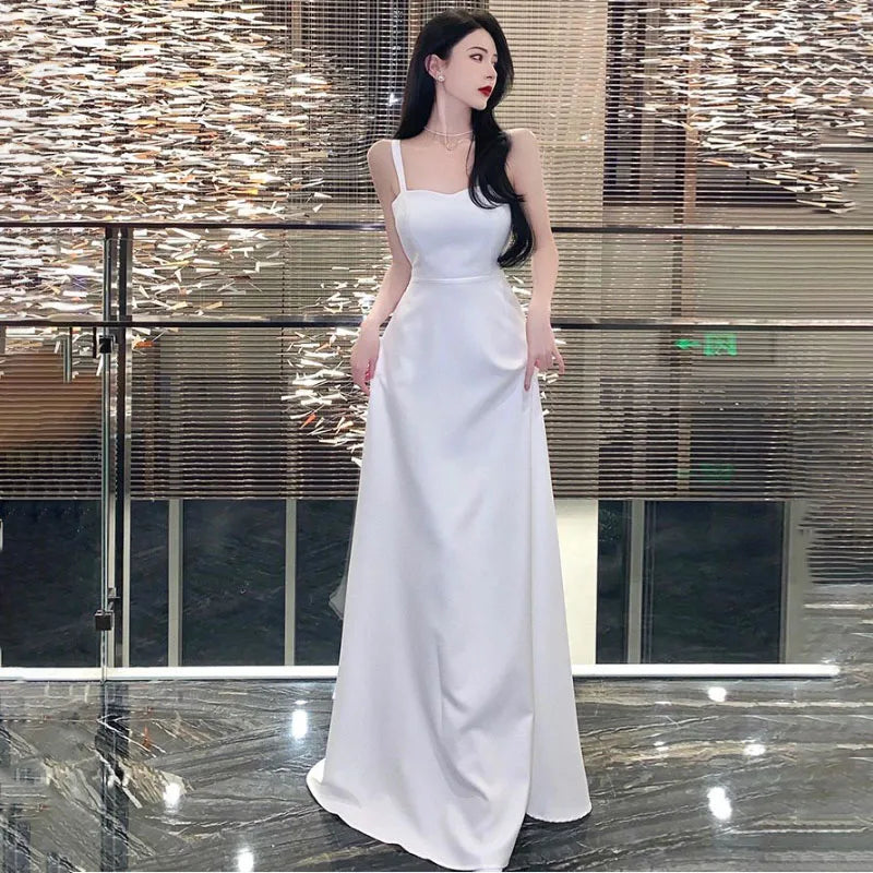 Chic Evening Dresses Dress Women's Elegant Banquet High-End Travel Vacation Photo Dress New Summer Long Sling Dress
