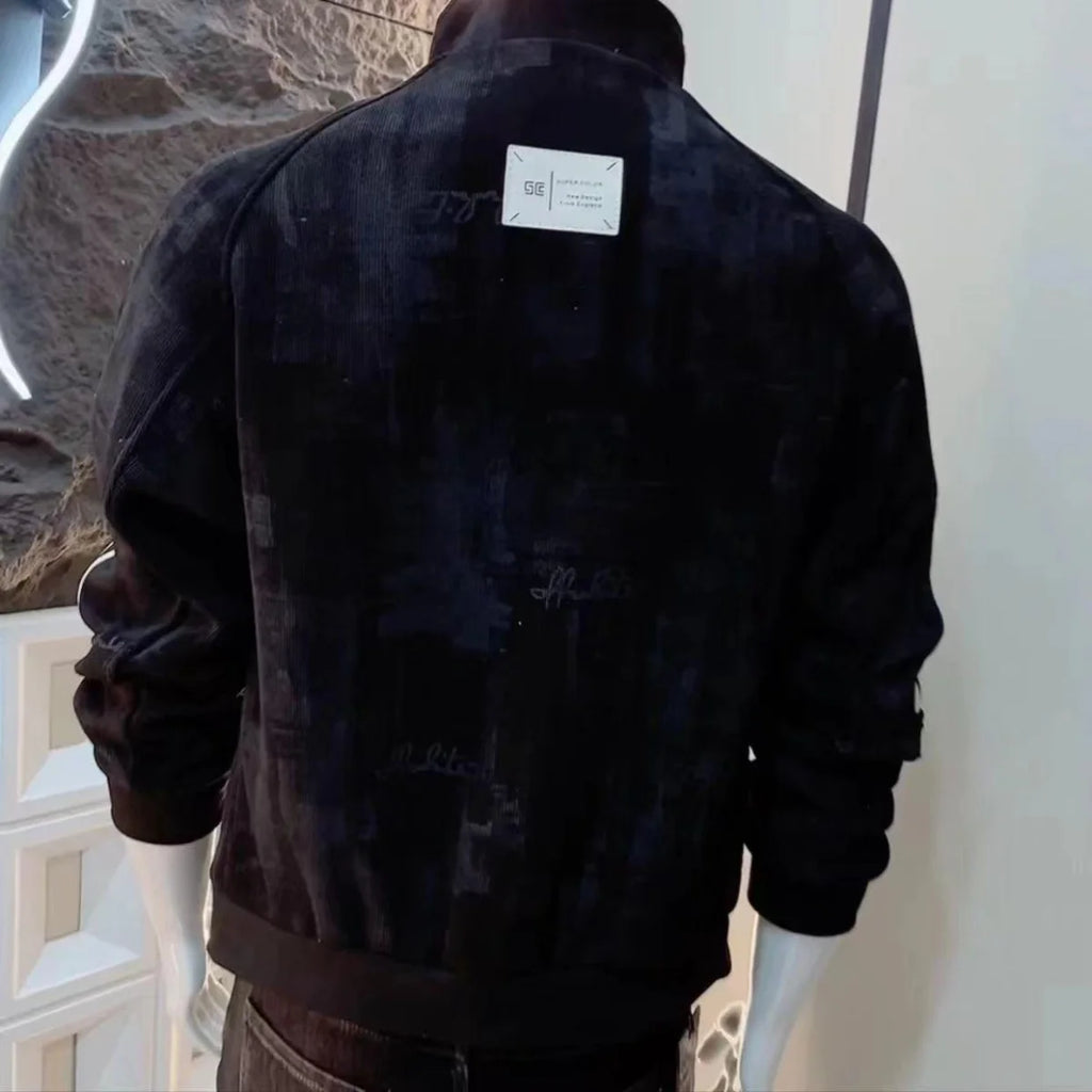 Fashionable Brand Jacket for Men's New Retro Pattern Casual Long-sleeved Jacket Niche Handsome