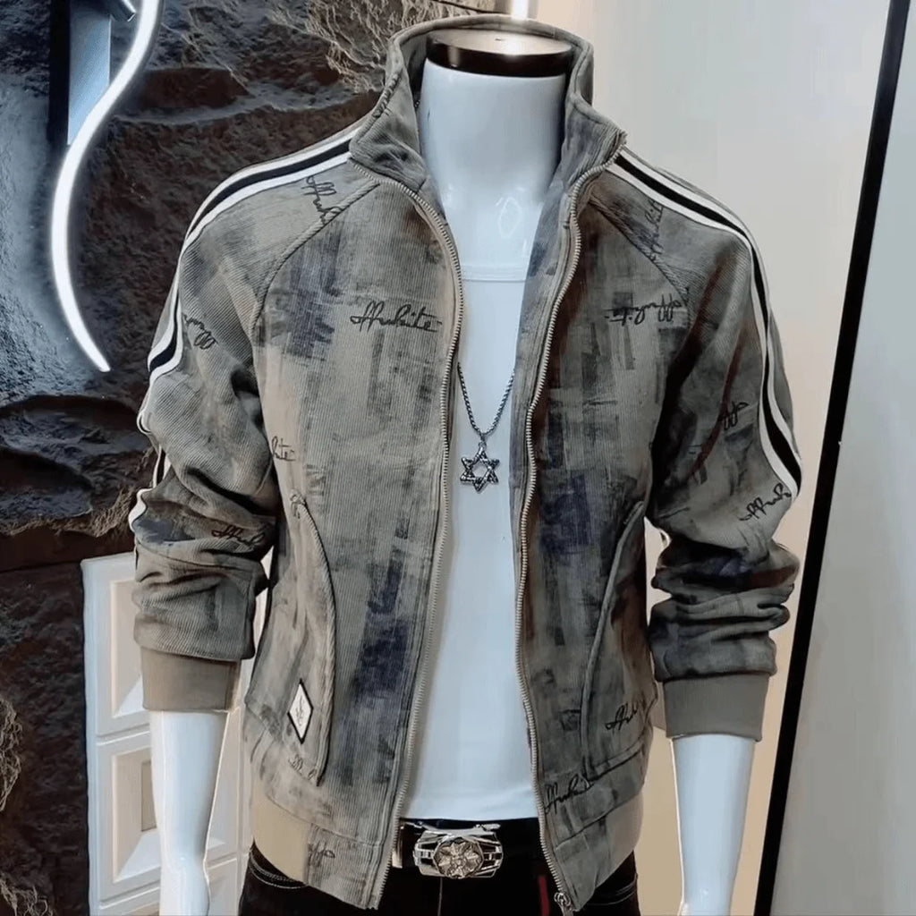 Fashionable Brand Jacket for Men's New Retro Pattern Casual Long-sleeved Jacket Niche Handsome