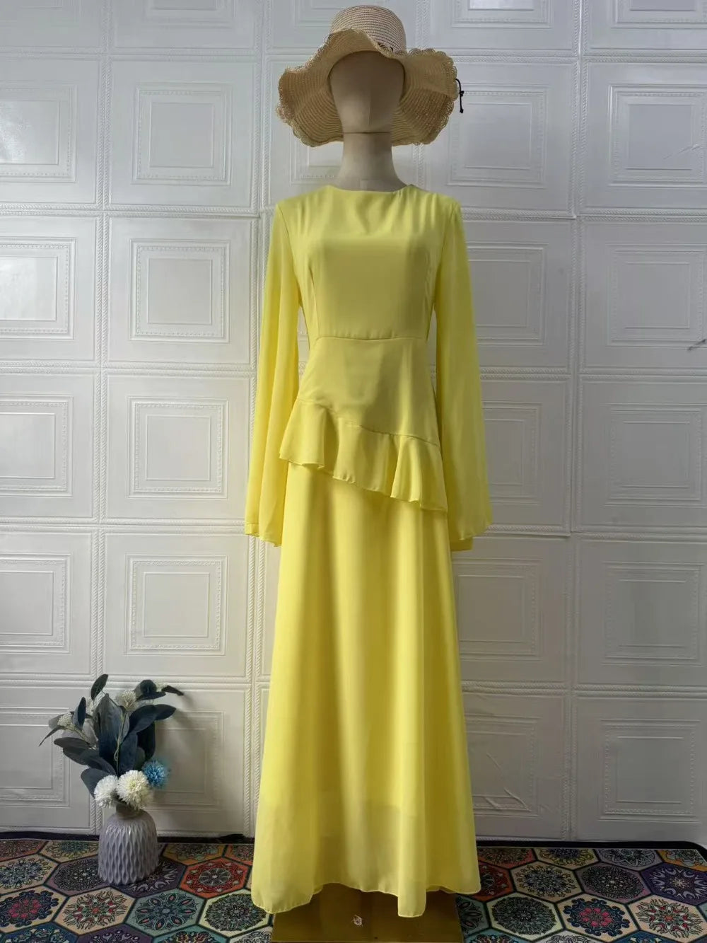 Maxi Dress Women Party Slim Fit Vestidos Round Collar Full Sleeve Tight Waist Elegant 2024 Autumn Female Elegant Long Dresses