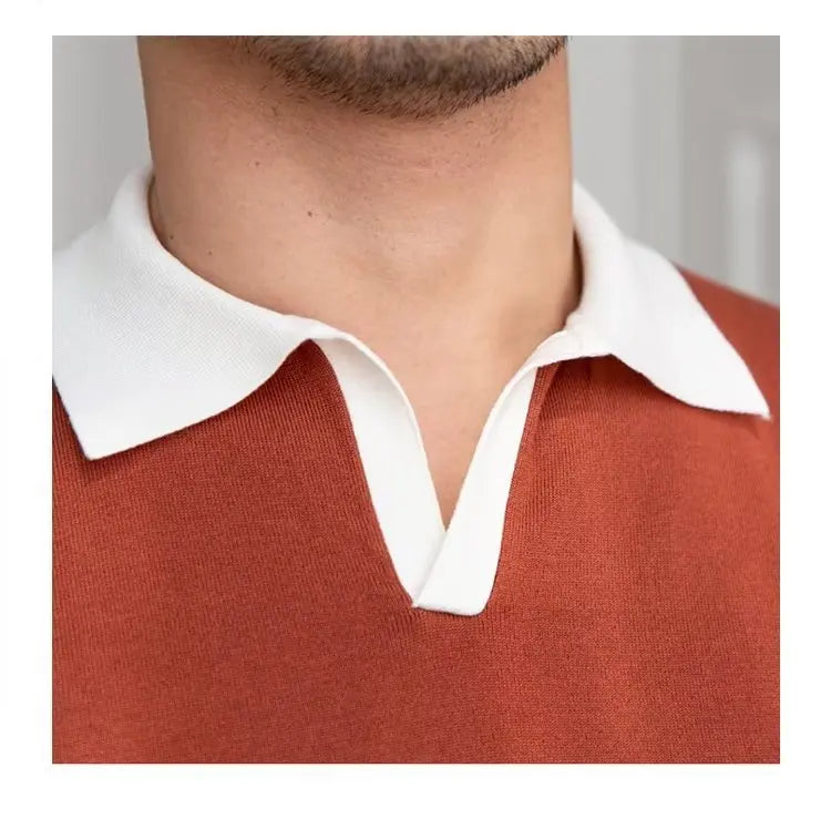 Fashion New Men's Elegant Knitted Polo Shirts Casual Versatile Lapel Tees Summer Breathable Loose Tops for Men Commuter Clothes