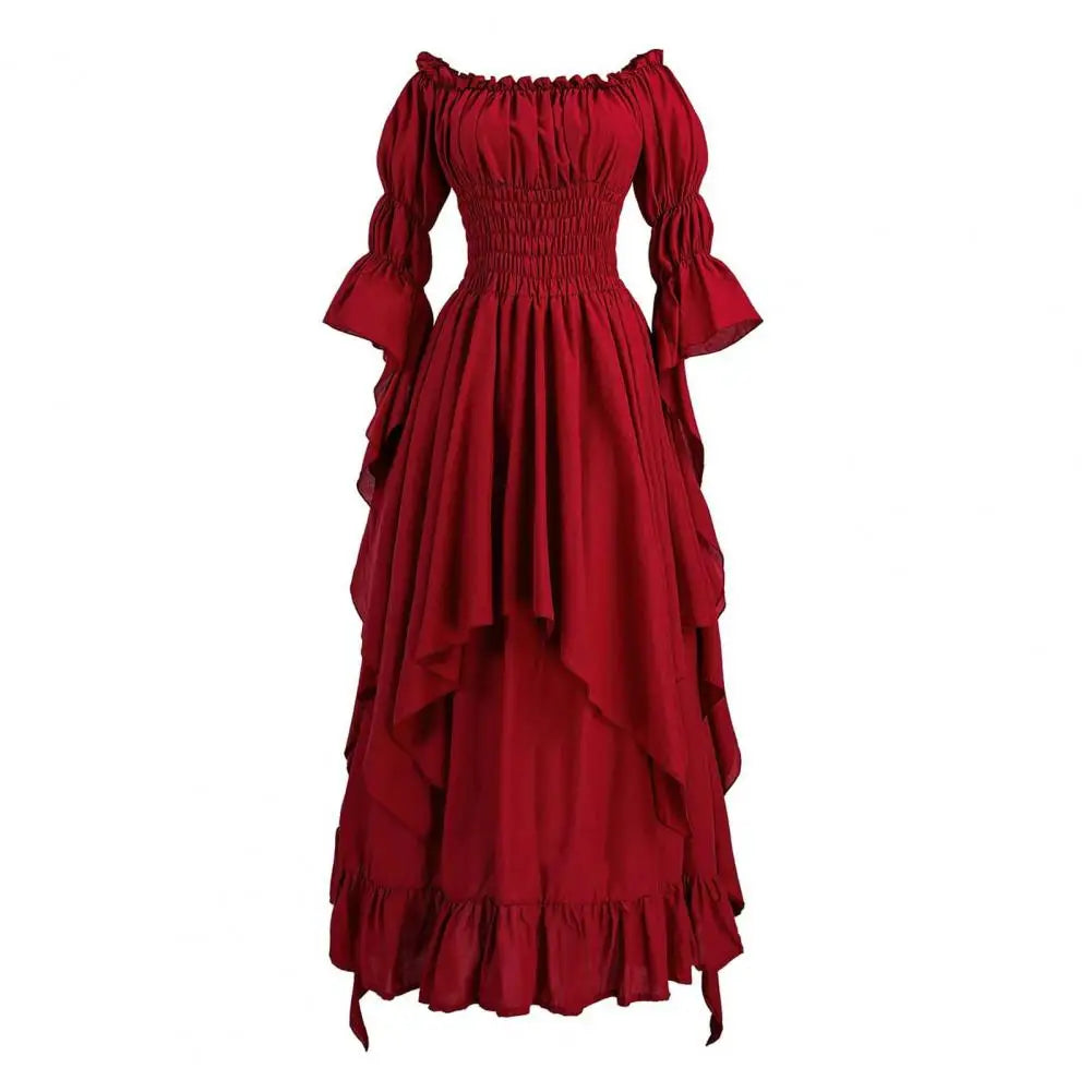 Maxi Dress For Women Medieval Retro Gothic Gown Dress Long Sleeve Cosplay Evening Party Prom Gothic Dress plus Size Sexy