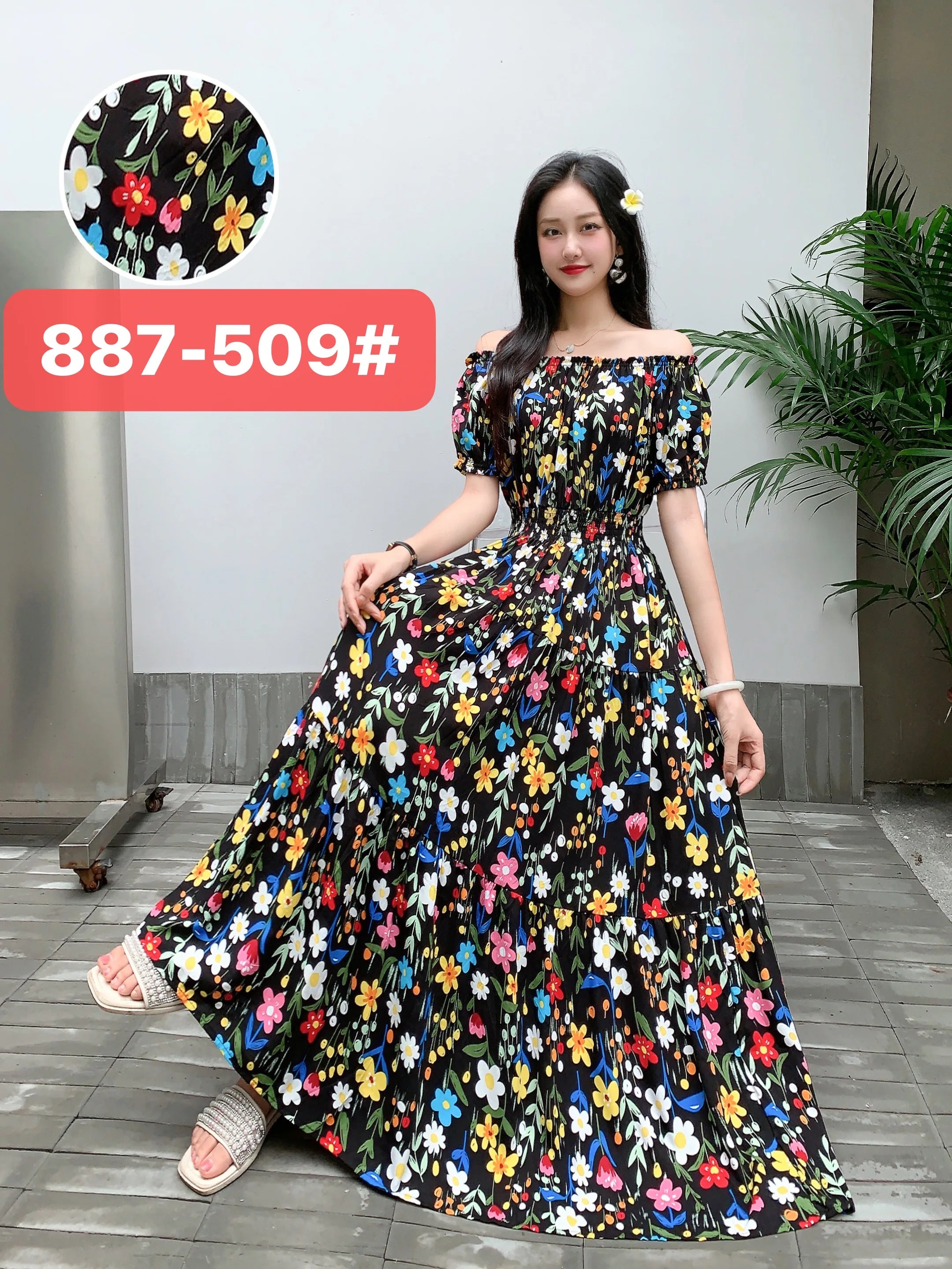 Long Maxi Dress Women Clothing Spring Summer Bohemian Holiday Beach Korean Style Floral Vintage Slim Vestidos Robe Dresses Boho