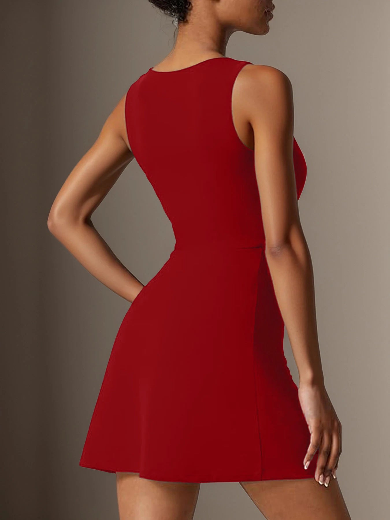 New Summer Arrival: Elegant Black Strappy Dress — Square Neck, Sleeveless, Cold-Shoulder, Short-Length with Slit — An Elegant, M