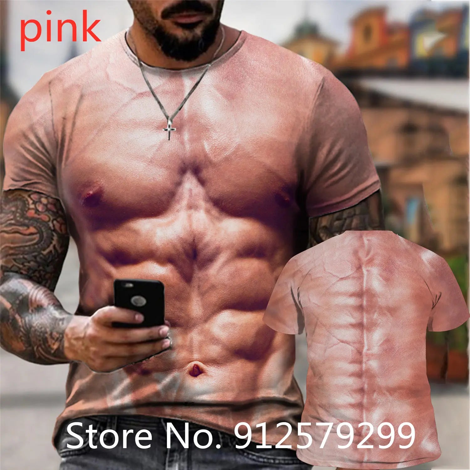 Men's Fashion Funny Muscular 3D Printing T-Shirt Casual Muscle Short Sleeve Animal Naked Hairy Man Nude Skin Chest Muscle TShirt