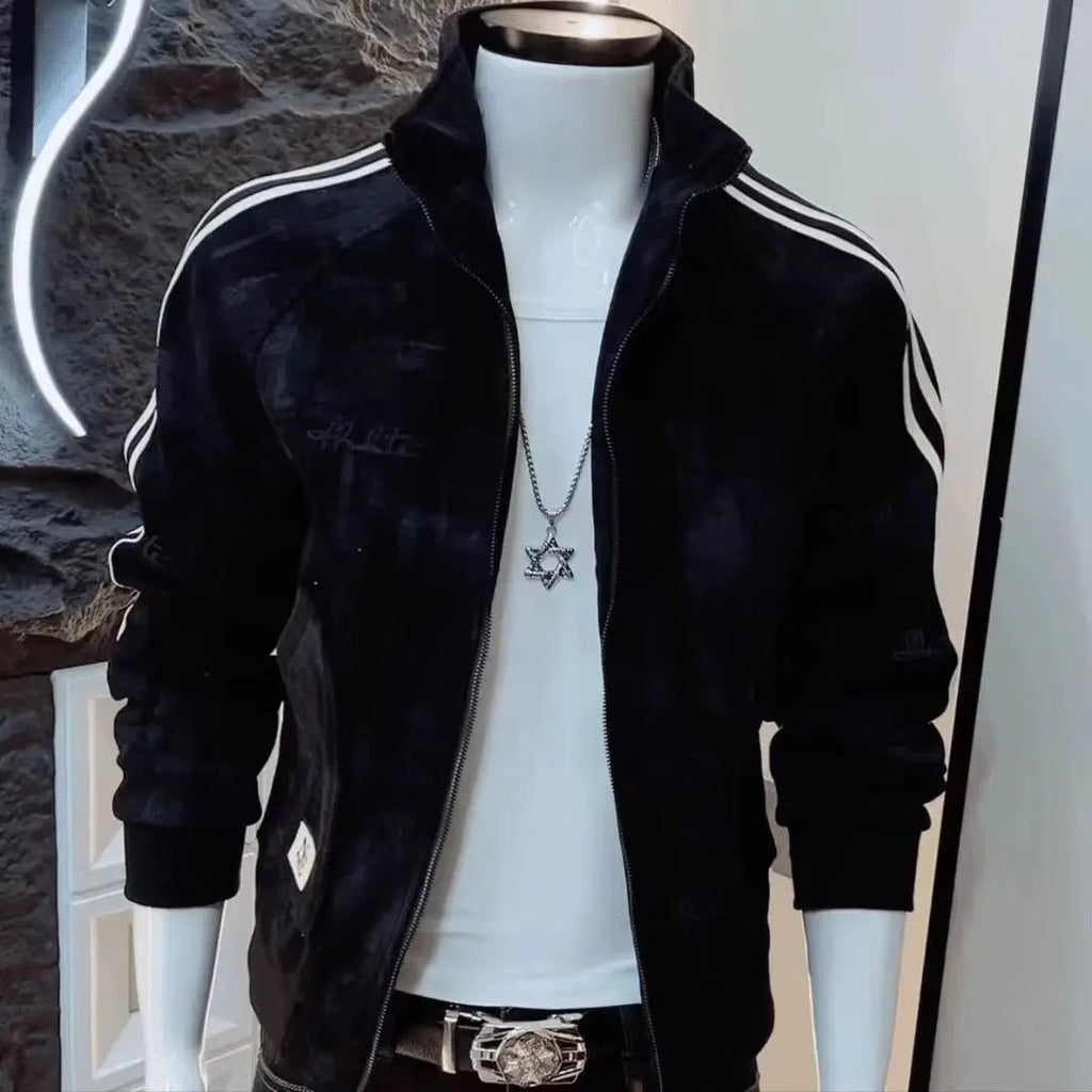 Fashionable Brand Jacket for Men's New Retro Pattern Casual Long-sleeved Jacket Niche Handsome