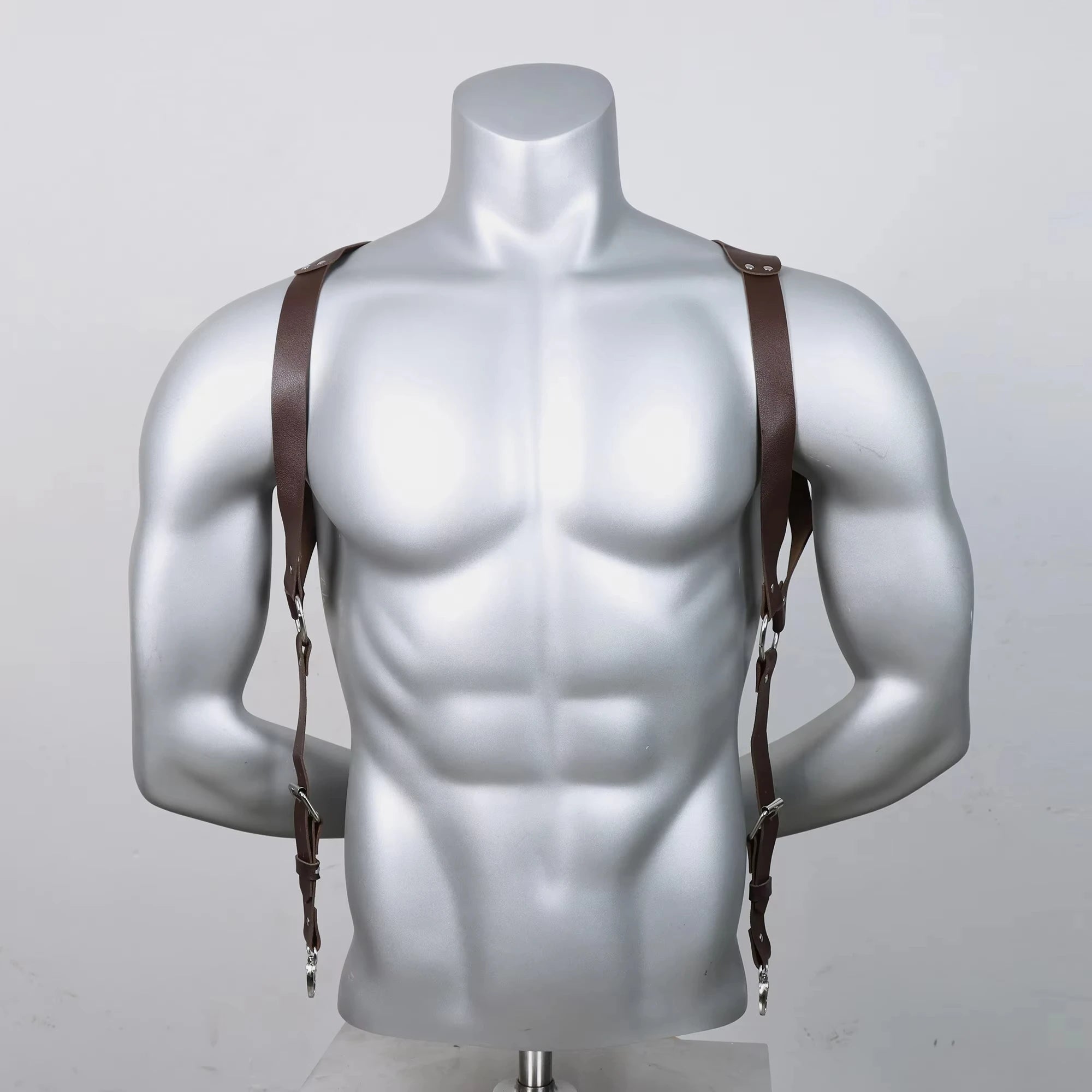 Fashion Men's Suspenders, PU Leather Texture, Gothic Style Body Shaping, Easy to Pair with Jeans, Daily Essential