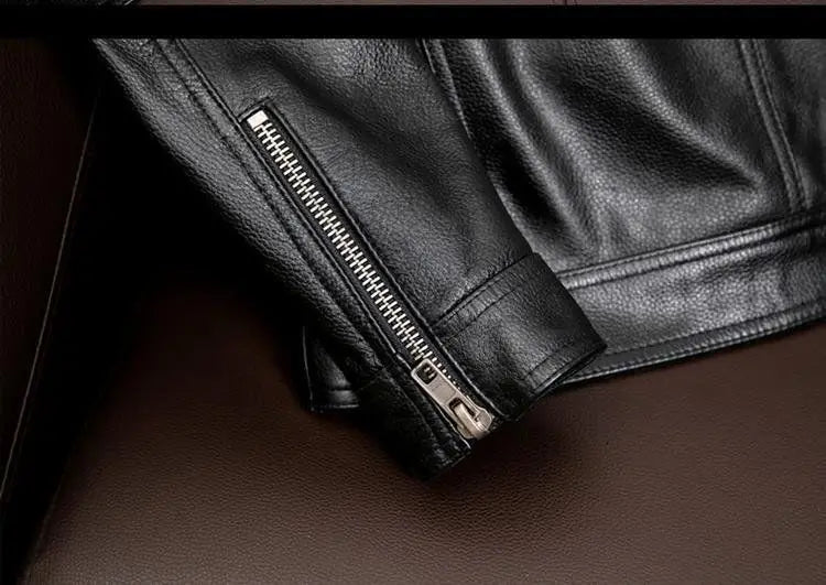 Europe and America Fashion Men Solid Color Simple Basic Casual Trendy Turn-down Collar Long Sleeve Faux Leather Coats Male Tops
