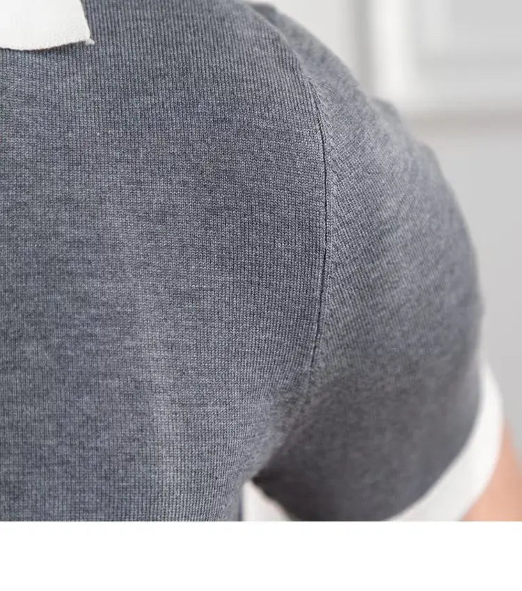 Fashion New Men's Elegant Knitted Polo Shirts Casual Versatile Lapel Tees Summer Breathable Loose Tops for Men Commuter Clothes