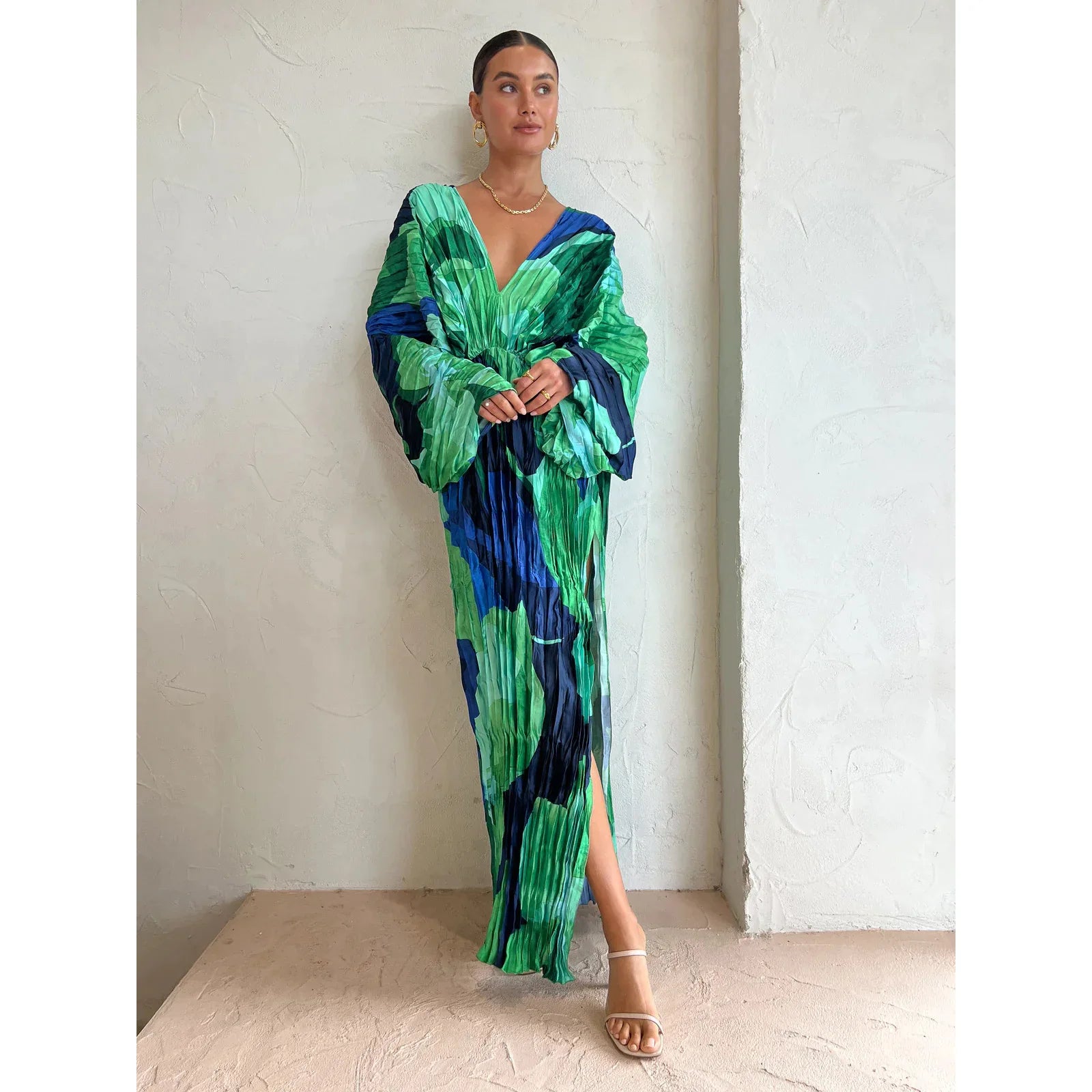 Sexy Dress Beach Dress New Pressed Pleated Dress for Casual Vacation Dress for Women A-LINE Long Dress