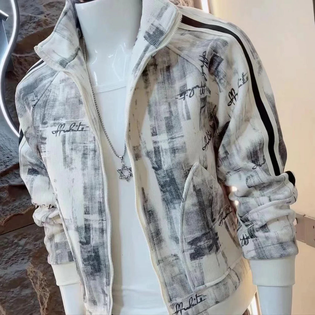 Fashionable Brand Jacket for Men's New Retro Pattern Casual Long-sleeved Jacket Niche Handsome