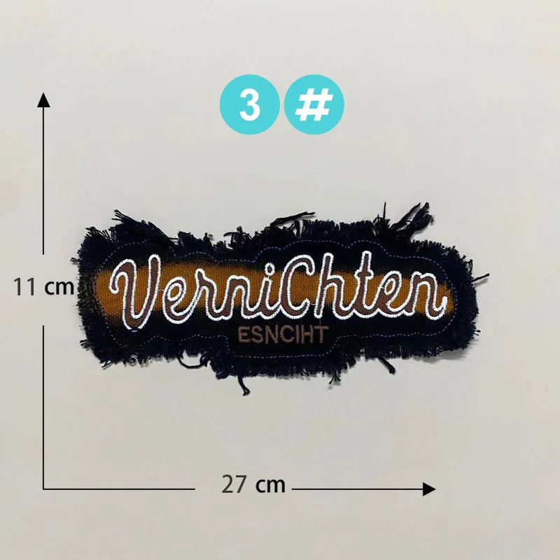 Punk Retro Denim Letter Patch Cool Embroidery Clothing Accessories Sewing Embroidered Patches Backpack Patches for Clothes Anime