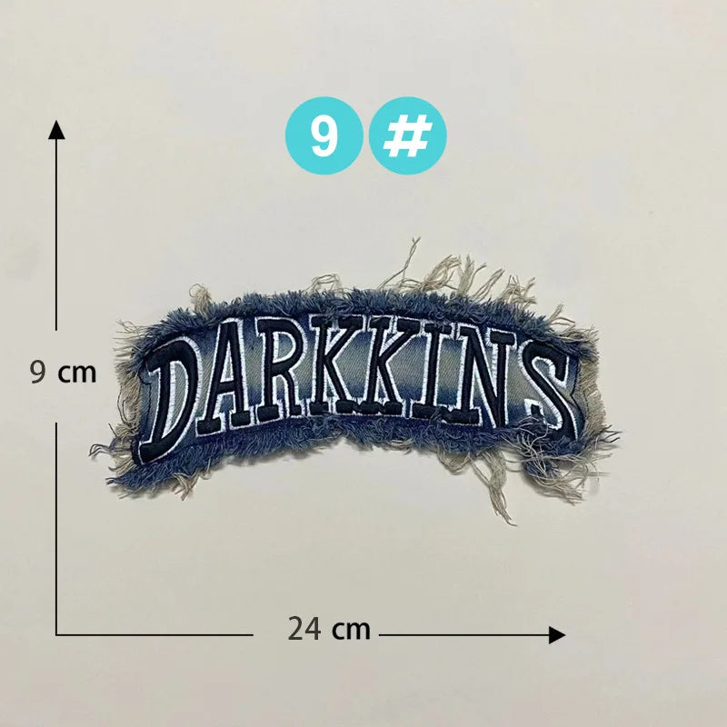 Punk Retro Denim Letter Patch Cool Embroidery Clothing Accessories Sewing Embroidered Patches Backpack Patches for Clothes Anime