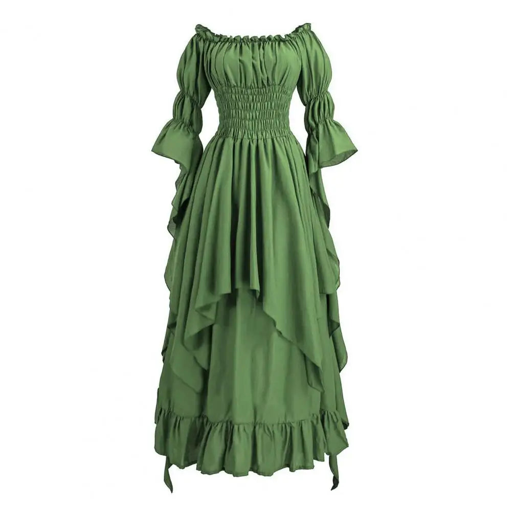 Maxi Dress For Women Medieval Retro Gothic Gown Dress Long Sleeve Cosplay Evening Party Prom Gothic Dress plus Size Sexy