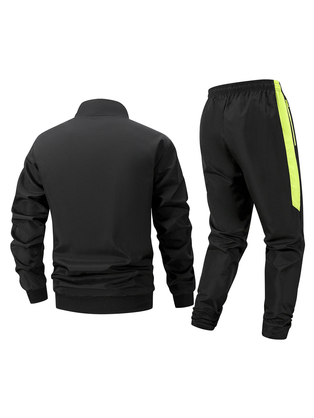 Men's Fashionable Word Print Sportswear Set Stand Collar Jacket And Sweatpants 2 Piece Set Casual Outdoor Fitness Hiking Apparel