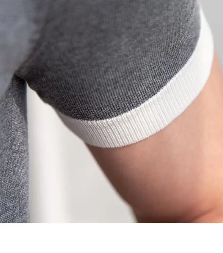 Fashion New Men's Elegant Knitted Polo Shirts Casual Versatile Lapel Tees Summer Breathable Loose Tops for Men Commuter Clothes