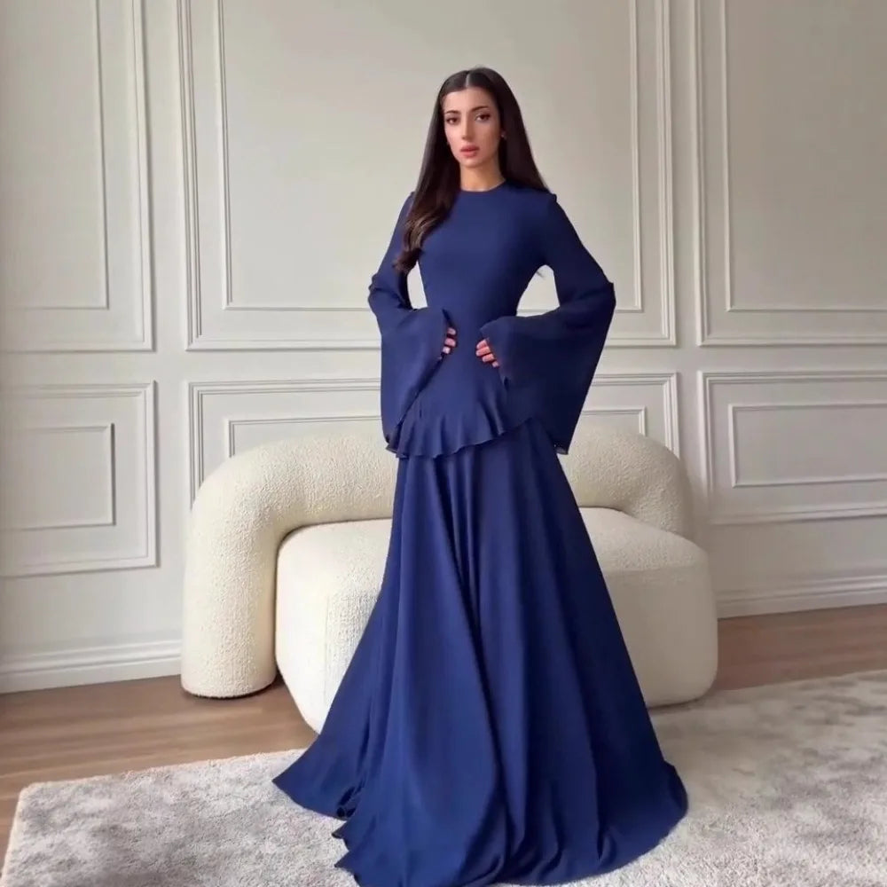 Maxi Dress Women Party Slim Fit Vestidos Round Collar Full Sleeve Tight Waist Elegant 2024 Autumn Female Elegant Long Dresses