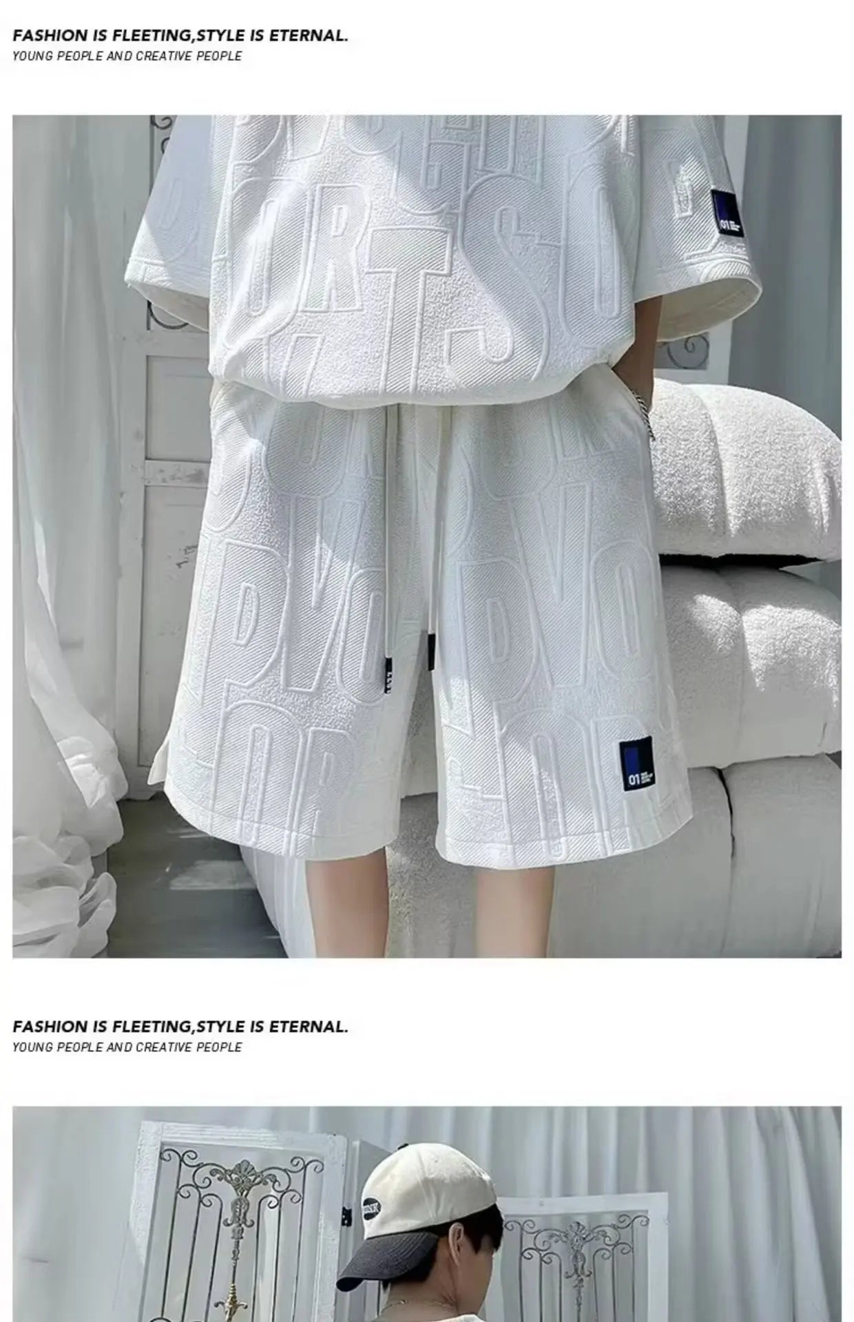 Fashion Suit Male Handsome Set With Loose Casual Sports Jacquard Short-sleeved Shorts Two-piece Set 2025 Spring And Summer
