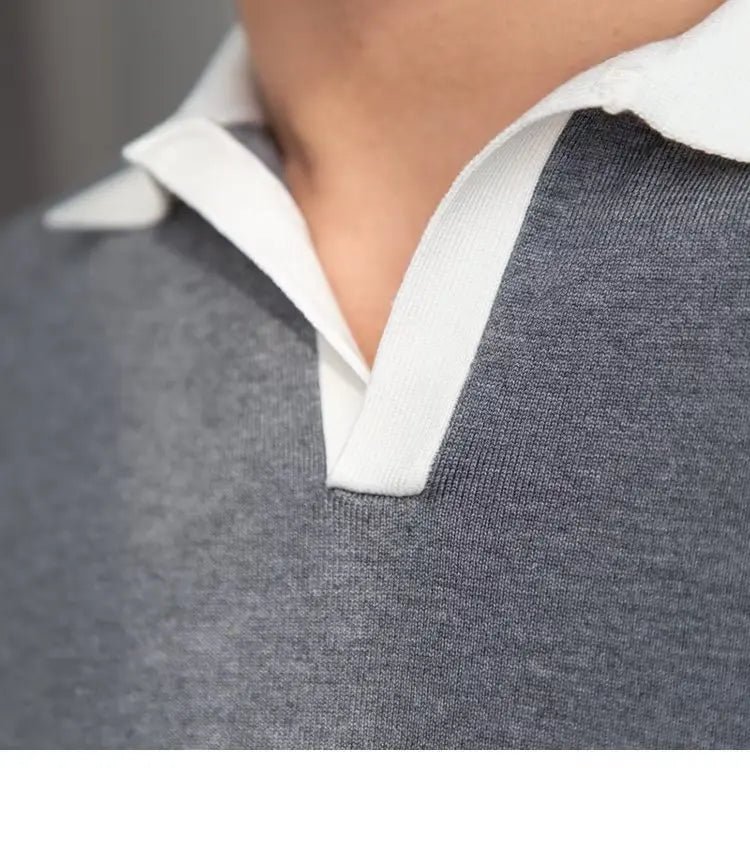 Fashion New Men's Elegant Knitted Polo Shirts Casual Versatile Lapel Tees Summer Breathable Loose Tops for Men Commuter Clothes