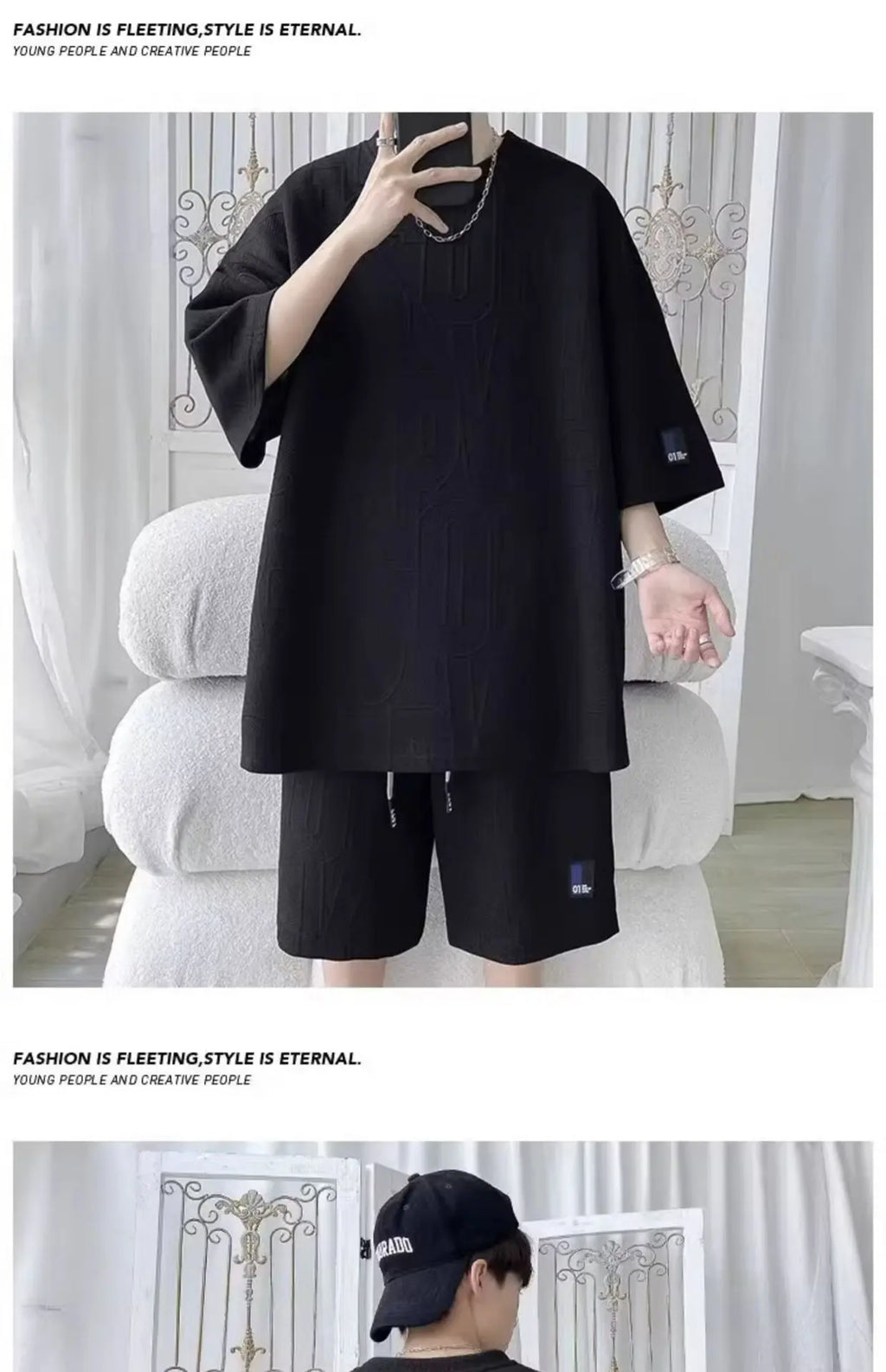 Fashion Suit Male Handsome Set With Loose Casual Sports Jacquard Short-sleeved Shorts Two-piece Set 2025 Spring And Summer
