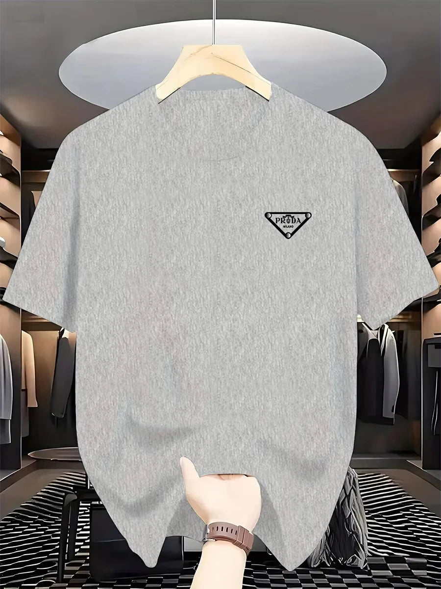 2026 New men's Milan fashion trend international brand printed T-shirt, pure cotton round neck, casual urban luxury high-endY2K